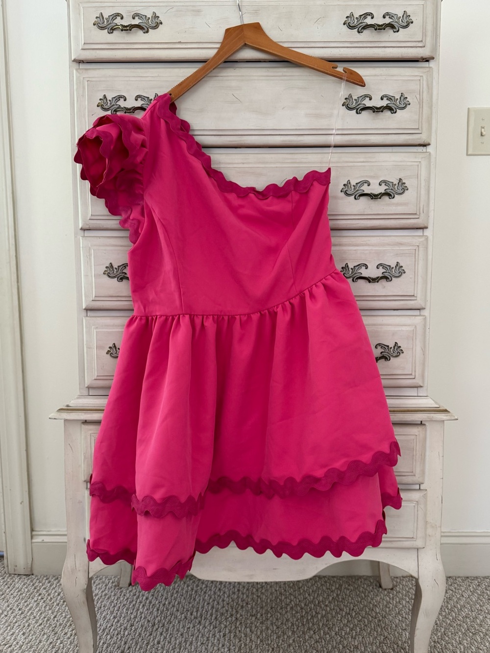 Pink Ric Rac One Shoulder Dress - Picture 3 of 7